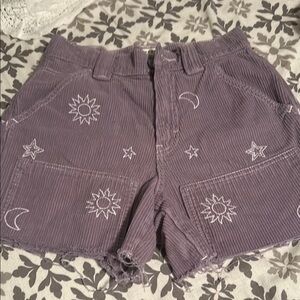 Purple Embroidered Women's Shorts